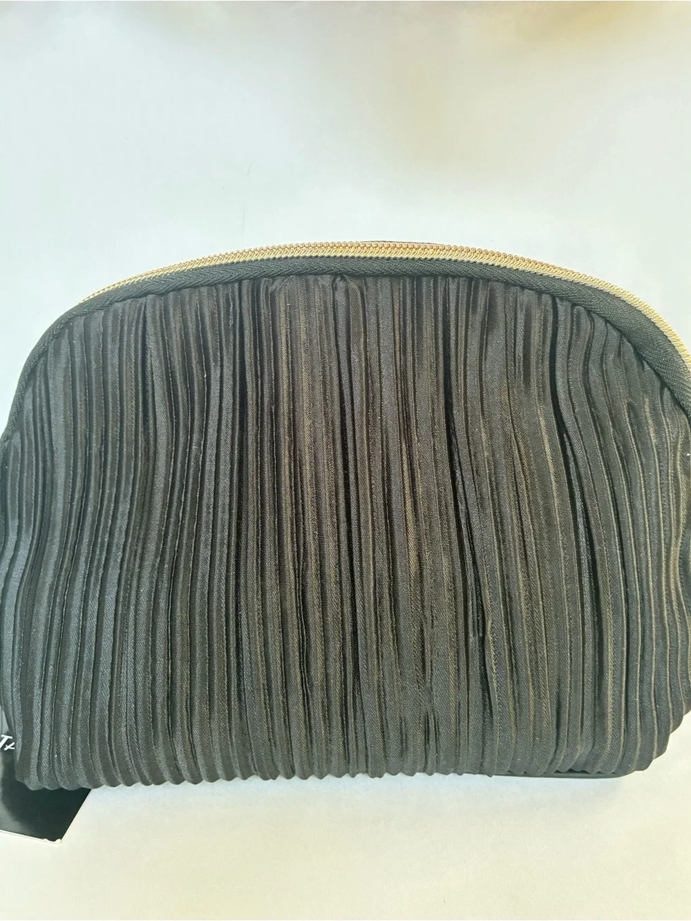 Ulta Beauty Black Pleated Cosmetic Pouch with Gold Zipper